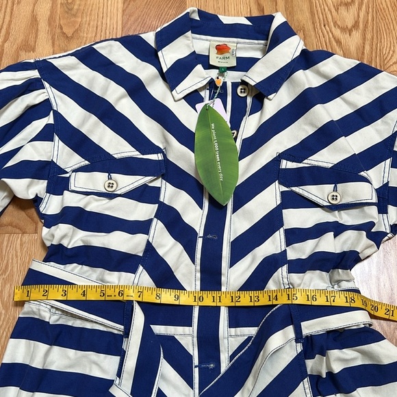 New! Farm rio Large blue combo striped long sleeve romper. - Picture 9 of 14